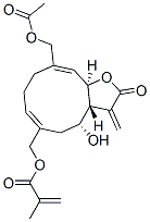 2-Methylpropenoic acid [[(3aR,4R,6Z,10Z,11aR)-10-acetoxymethyl-2,3,3a,4,5,8,9,11a-octahydro-4-hydroxy-3-methylene-2-oxocyclodeca[b]furan-6-yl]methyl] ester Structure