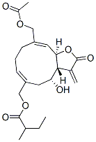 2-Methylbutanoic acid [[(3aR,4R,6Z,10Z,11aR)-10-acetoxymethyl-2,3,3a,4,5,8,9,11a-octahydro-4-hydroxy-3-methylene-2-oxocyclodeca[b]furan-6-yl]methyl] ester,75683-60-2,结构式