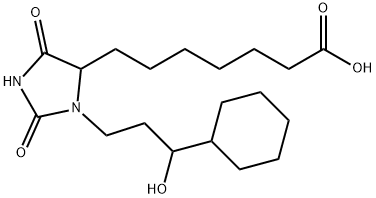 3-(3-シクロヘキシル-3-ヒドロキシプロピル)-2,5-ジオキソ-4-イミダゾリジンヘプタン酸 化学構造式