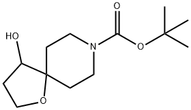 1-Oxa-8-azaspiro[4.5]decane-8-carboxylic acid, 4-hydroxy-, 1,1-diMethylethyl ester Structure