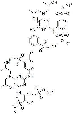 1,4-Benzenedisulfonic acid, 2,2'-[1,2-ethenediylbis[( 3-sulfo-4,1-phenylene)imino[6-[bis(2-hydroxypropyl )amino]-1,3,5-triazine-4,2-diyl]imino]]bis-, potassium sodium salt Structure