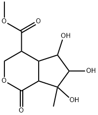 Octahydro-5,6,7-trihydroxy-7-methyl-1-oxocyclopenta[c]pyran-4-carboxylic acid methyl ester Structure
