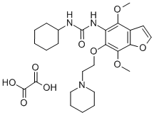 Urea, 1-(4,7-dimethoxy-6-(2-piperidinoethoxy)-5-benzofuranyl)-3-cycloh exyl-, oxalate,75883-69-1,结构式