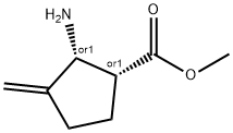 Cyclopentanecarboxylic acid, 2-amino-3-methylene-, methyl ester, cis- (9CI) Structure