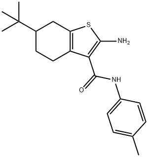 2-AMINO-6-TERT-BUTYL-N-(4-METHYLPHENYL)-4,5,6,7-TETRAHYDRO-1-BENZOTHIOPHENE-3-CARBOXAMIDE 化学構造式