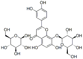 2-(3,4-Dihydroxyphenyl)-8-(beta-D-glucopyranosyloxy)-5,7-dihydroxy-4H- 1-benzopyran-4-one mono-beta-D-glucopyranoside Structure