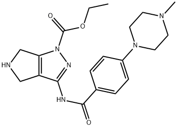 1-ETHYLOXYCARBONYL-3-[4-(4-METHYL-PIPERAZIN-1-YL)-BENZOYLAMINO]-5,6-DIHYDRO-PYRROLO[3,4-C]PYRAZOLE Struktur