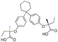 Butanoic acid, 2,2'-[cyclohexylidenebis(4,1-phenyleneoxy)]bis[2-methyl-, (R*,R*)-(+-)- Structure