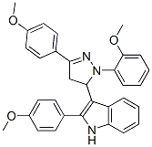 2-(4-methoxyphenyl)-3-[2-(2-methoxyphenyl)-5-(4-methoxyphenyl)-3,4-dih ydropyrazol-3-yl]-1H-indole 结构式