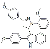 2-(4-methoxyphenyl)-3-[2-(2-methoxyphenyl)-5-(4-methoxyphenyl)-3,4-dih ydropyrazol-3-yl]-1H-indole,76195-68-1,结构式