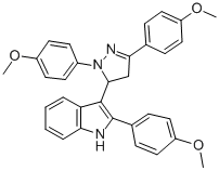 1H-Indole, 3-(1,3-bis(4-methoxyphenyl)-4,5-dihydro-1H-pyrazol-5-yl)-2- (4-methoxyphenyl)- 结构式