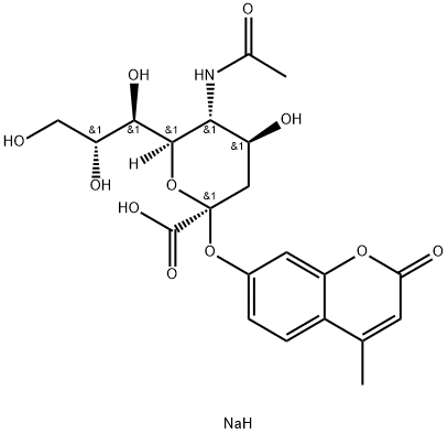 2'-(4-メチルウンベリフェリル)-Α-D-N-アセチルノイラミン酸ナトリウム塩 化学構造式