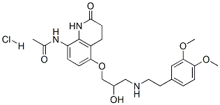 N-[5-[3-[2-(3,4-dimethoxyphenyl)ethylamino]-2-hydroxy-propoxy]-2-oxo-3 ,4-dihydro-1H-quinolin-8-yl]acetamide hydrochloride 结构式