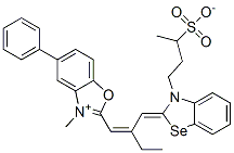 3-methyl-5-phenyl-2-[2-[[3-(3-sulphonatobutyl)-3H-benzoselenazol-2-ylidene]methyl]but-1-enyl]benzoxazolium Struktur