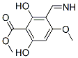 Benzoic acid, 2,6-dihydroxy-3-(iminomethyl)-4-methoxy-, methyl ester (9CI) Struktur