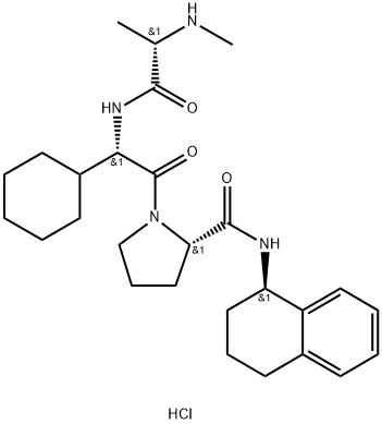 N-甲基-L-丙氨酰-(2S)-2-环己基氨基乙酰基-N-[(1R)-1,2,3,4-四氢-1-萘基]-L-脯氨酰胺盐酸盐, 762274-58-8, 结构式