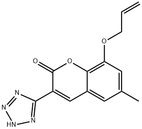 2H-1-Benzopyran-2-one, 6-methyl-8-(2-propenyloxy)-3-(1H-tetrazol-5-yl) - 化学構造式