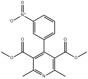 2,6-ジメチル-4-(3-ニトロフェニル)-3,5-ピリジンジカルボン酸ジメチル 化学構造式