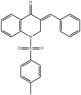 (E)-1-((4-METHYLPHENYL)SULFONYL)-3-(PHENYLMETHYLENE)-2,3-DIHYDRO-4(1H) -QUINOLINONE, 76263-65-5, 结构式