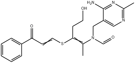 N-[(4-Amino-2-methyl-5-pyrimidinyl)methyl]-N-[2-[(2-benzoylvinyl)thio]-4-hydroxy-1-methyl-1-butenyl]formamide Struktur