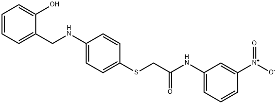 2-((4-[(2-HYDROXYBENZYL)AMINO]PHENYL)SULFANYL)-N-(3-NITROPHENYL)ACETAMIDE|2-((4-((2-羟基苄基)氨基)苯基)硫代)-N-(3-硝基苯基)乙酰胺