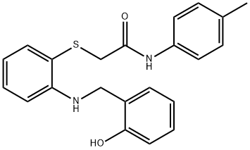 2-((2-((2-羟基苄基)氨基)苯基)硫代)-N-(对甲苯基)乙酰胺, 763124-66-9, 结构式
