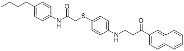 N-(4-BUTYLPHENYL)-2-[(4-([3-(2-NAPHTHYL)-3-OXOPROPYL]AMINO)PHENYL)SULFANYL]ACETAMIDE 结构式
