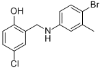 2-[(4-ブロモ-3-メチルアニリノ)メチル]-4-クロロベンゼノール 化学構造式