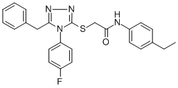 2-([5-BENZYL-4-(4-FLUOROPHENYL)-4H-1,2,4-TRIAZOL-3-YL]SULFANYL)-N-(4-ETHYLPHENYL)ACETAMIDE Struktur