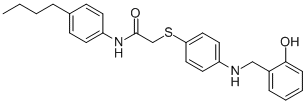 N-(4-BUTYLPHENYL)-2-((4-[(2-HYDROXYBENZYL)AMINO]PHENYL)SULFANYL)ACETAMIDE|