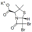 (2S,5R)-6,6-ジブロモ-3,3-ジメチル-7-オキソ-4-チア-1-アザビシクロ[3.2.0]ヘプタン-2-カルボン酸カリウム 化学構造式