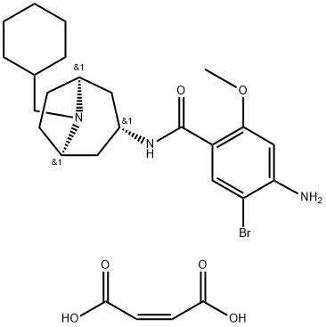 4-amino-5-bromo-N-[8-(cyclohexylmethyl)-8-azabicyclo[3.2.1]oct-3-yl]-2 -methoxy-benzamide, but-2-enedioic acid 化学構造式