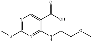 4-(2-メトキシエチルアミノ)-2-(メチルチオ)ピリミジン-5-カルボン酸 化学構造式