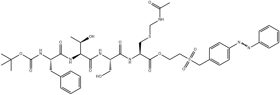 2-[[[4-(phenylazo)phenyl]methyl]sulphonyl]ethyl S-(acetamidomethyl)-N-[N-[N-[N-(tert-butoxycarbonyl)-3-phenyl-L-alanyl]-L-threonyl]-L-seryl]-L-cysteinate Structure