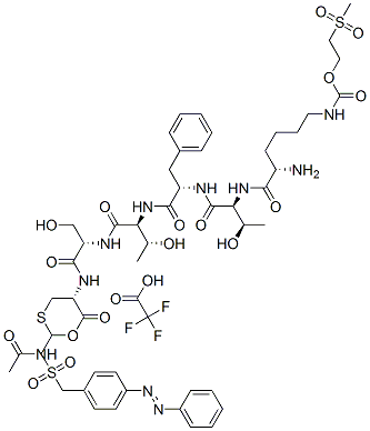 l-Cysteine, S-[(acetylamino)methyl]-N-[N-[N-[N-[N-[N6-[[2-(methylsulfonyl)ethoxy]carbonyl]-l-lysyl]-l-threonyl]-l-phenylalanyl]-l-threonyl]-l-seryl]-, 2-[[[4-(phenylazo)phenyl]methyl]sulfonyl]ethyl ester, mono(trifluoroacetate) (salt)|