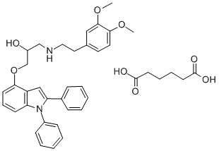 2-Propanol, 1-((2-(3,4-dimethoxyphenyl)ethyl)amino)-3-((1,2-diphenyl-1 H-indol-4-yl)oxy)-, hexanedioate (1:1) (salt) 结构式