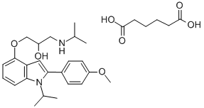 2-Propanol, 1-((2-(4-methoxyphenyl)-1-isopropyl-1H-indol-4-yl)oxy)-3-i sopropylamino-, hexanedioate (1:1) (salt),76410-41-8,结构式