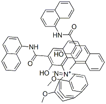 4,4'-[(3,3'-ジメトキシ[1,1'-ビフェニル]-4,4'-ジイル)ビス(アゾ)]ビス[3-ヒドロキシ-N-(1-ナフタレニル)-2-ナフタレンカルボアミド] 化学構造式