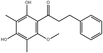 1-(2,4-ジヒドロキシ-6-メトキシ-3,5-ジメチルフェニル)-3-フェニル-1-プロパノン 化学構造式