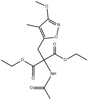 Propanedioic acid, (acetylamino)(3-methoxy-4-methyl-5-isoxazolyl)methyl-, diethyl ester Struktur