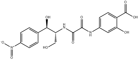 4-[[[(1R,2R)-1,3-dihydroxy-1-(4-nitrophenyl)propan-2-yl]carbamoylformy l]amino]-2-hydroxy-benzoic acid Struktur
