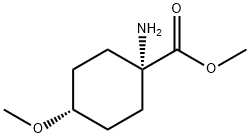 Cyclohexanecarboxylic acid, 1-amino-4-methoxy-, methyl ester, trans- (9CI) Struktur