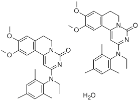 4H-Pyrimido(6,1-a)isoquinolin-4-one, 6,7-dihydro-9,10-dimethoxy-2-(eth yl(2,4,6-trimethylphenyl)amino)-, hydrate (2:1),76536-69-1,结构式
