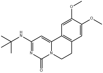 6,7-ジヒドロ-2-tert-ブチルアミノ-9,10-ジメトキシ-4H-ピリミド[6,1-a]イソキノリン-4-オン 化学構造式