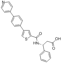 (R)-3-PHENYL-3-([4-(4-PYRIDIN-4-YL-PHENYL)-THIOPHENE-2-CARBONYL]-AMINO)-PROPIONIC ACID 化学構造式