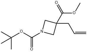 1,3-Azetidinedicarboxylic acid, 3-(2-propen-1-yl)-, 1-(1,1-dimethylethyl) 3-methyl ester 化学構造式