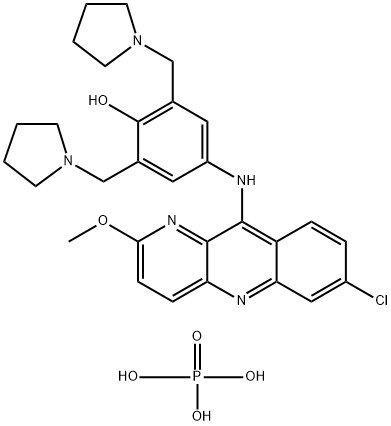 76748-86-2 4-[(7-氯-2-甲氧基-1,5-二氢吡啶并[3,2-b]喹啉-10-基)亚氨]-2,6-二(吡咯烷-1-基甲基)环己-2,5-二烯-1-酮磷酸盐 (1:4)