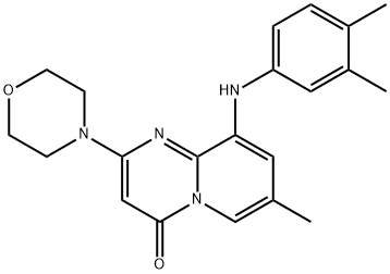 4H-PYRIDO[1,2-A]PYRIMIDIN-4-ONE, 9-[(3,4-DIMETHYLPHENYL)AMINO]-7-METHYL-2-(4-MORPHOLINYL)-,768401-13-4,结构式