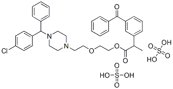 2-[2-[4-[(4-chlorophenyl)benzyl]piperazin-1-yl]ethoxy]ethyl 2-(3-benzoylphenyl)propionate, bis(sulphate) 结构式