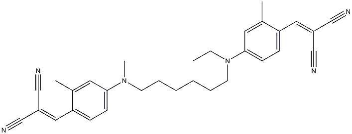 N,N'-ビス[4-(2,2-ジシアノビニル)-3-メチルフェニル]-N-エチル-N'-メチルヘキサメチレンジアミン 化学構造式
